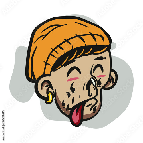face zombie cartoon illustration for logo, emoticon, esport mascot. vector for t-shirt and sticker design.