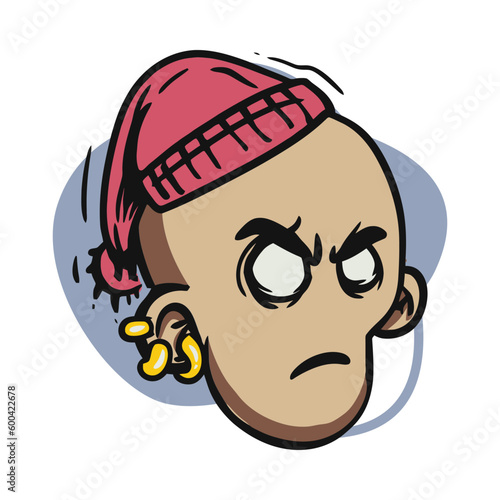 face zombie cartoon illustration for logo, emoticon, esport mascot. vector for t-shirt and sticker design.