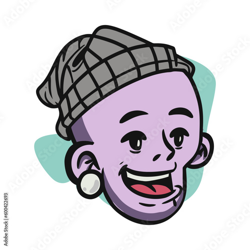 face zombie cartoon illustration for logo, emoticon, esport mascot. vector for t-shirt and sticker design.