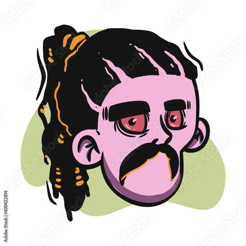 face zombie cartoon illustration for logo, emoticon, esport mascot. vector for t-shirt and sticker design.