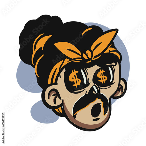 face zombie cartoon illustration for logo, emoticon, esport mascot. vector for t-shirt and sticker design.