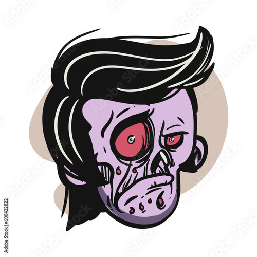face zombie cartoon illustration for logo, emoticon, esport mascot. vector for t-shirt and sticker design.