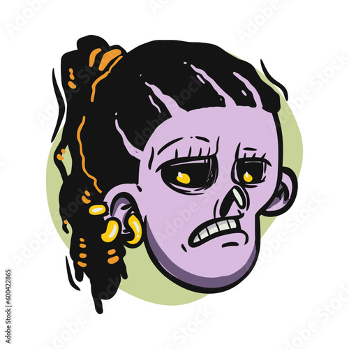 face zombie cartoon illustration for logo, emoticon, esport mascot. vector for t-shirt and sticker design.
