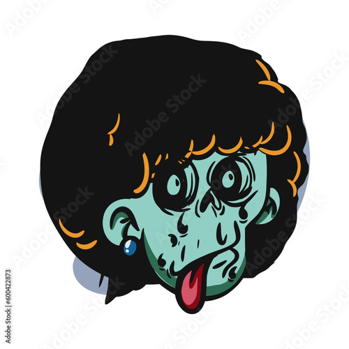 face zombie cartoon illustration for logo, emoticon, esport mascot. vector for t-shirt and sticker design.
