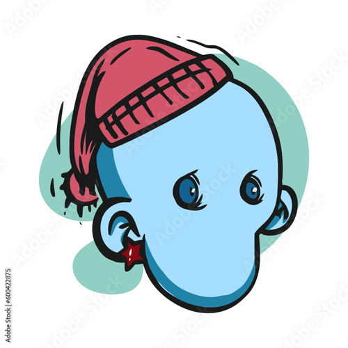 face zombie cartoon illustration for logo, emoticon, esport mascot. vector for t-shirt and sticker design.
