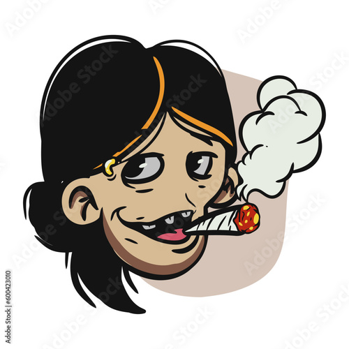 face zombie cartoon illustration for logo, emoticon, esport mascot. vector for t-shirt and sticker design.
