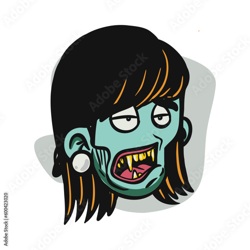 face zombie cartoon illustration for logo, emoticon, esport mascot. vector for t-shirt and sticker design.
