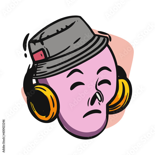 face zombie cartoon illustration for logo, emoticon, esport mascot. vector for t-shirt and sticker design.
