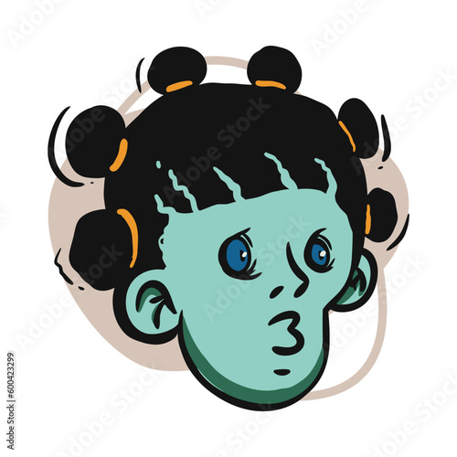 face zombie cartoon illustration for logo, emoticon, esport mascot. vector for t-shirt and sticker design.
