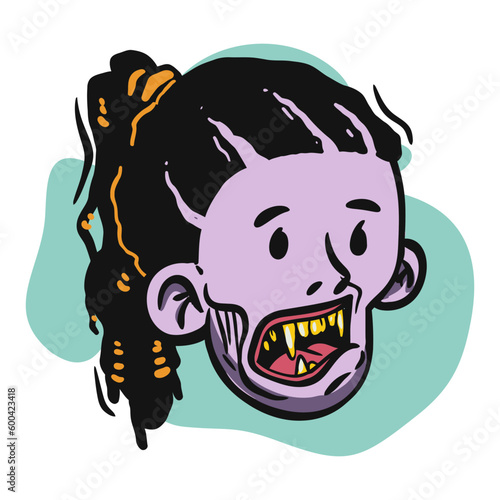 face zombie cartoon illustration for logo, emoticon, esport mascot. vector for t-shirt and sticker design.
