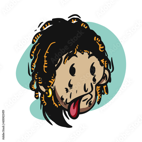 face zombie cartoon illustration for logo, emoticon, esport mascot. vector for t-shirt and sticker design.
