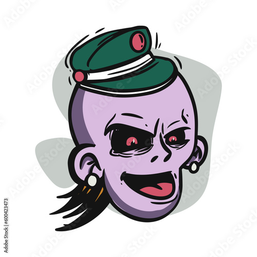 face zombie cartoon illustration for logo, emoticon, esport mascot. vector for t-shirt and sticker design.
