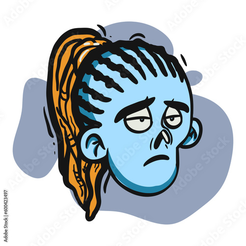 face zombie cartoon illustration for logo, emoticon, esport mascot. vector for t-shirt and sticker design.
