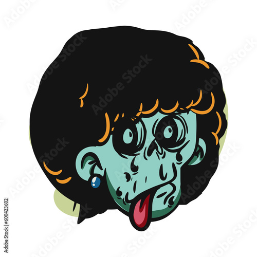 face zombie cartoon illustration for logo, emoticon, esport mascot. vector for t-shirt and sticker design.
