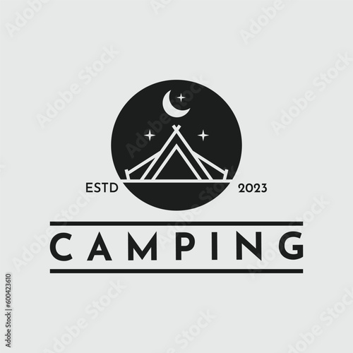 simple night camp logo design template