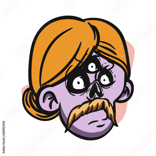 face zombie cartoon illustration for logo, emoticon, esport mascot. vector for t-shirt and sticker design.
