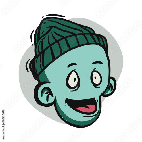 face zombie cartoon illustration for logo, emoticon, esport mascot. vector for t-shirt and sticker design.
