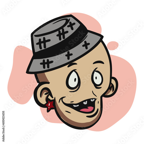 face zombie cartoon illustration for logo, emoticon, esport mascot. vector for t-shirt and sticker design.
