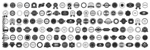 Big set of black premium quality badges. Premium quality, guaranteed, certified sticker tag collection