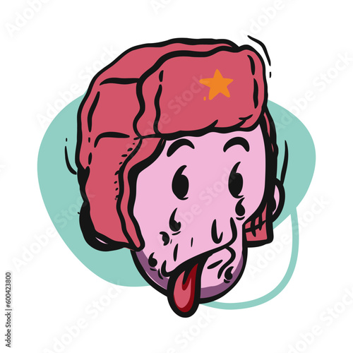 face zombie cartoon illustration for logo, emoticon, esport mascot. vector for t-shirt and sticker design.
