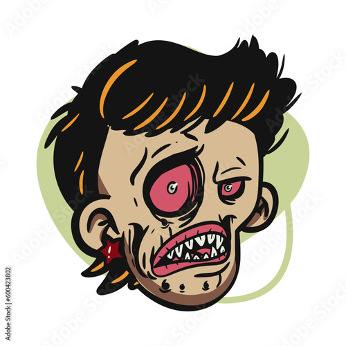 face zombie cartoon illustration for logo, emoticon, esport mascot. vector for t-shirt and sticker design.
