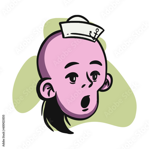 face zombie cartoon illustration for logo, emoticon, esport mascot. vector for t-shirt and sticker design.
