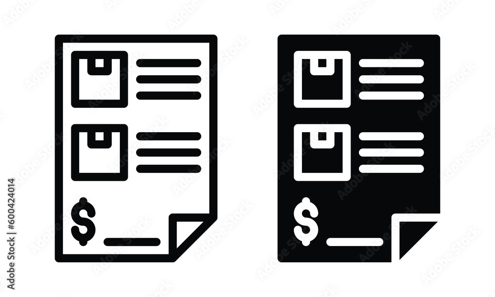 Bill icon with outline and glyph style.