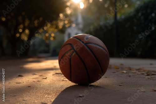 Basketball On The Court, Ready For Game. Generative AI © Anastasiia
