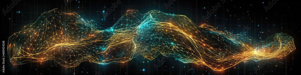 Glowing Neural Network, Brain Waves, Neuroscience Background. Panorama Banner. Generative AI