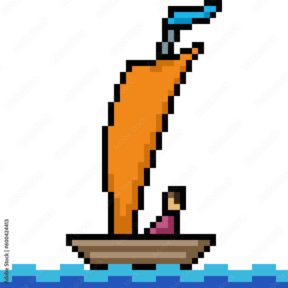 Fototapeta premium pixel art sail boat travel