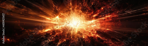 Supernova Explosion, Bright Light, Cosmic Phenomenon. Panoramic Banner. Generative AI