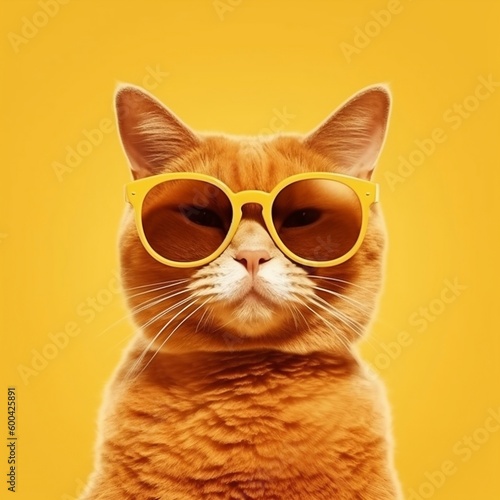 Funny Cat Wearing Sunglasses. Generative AI