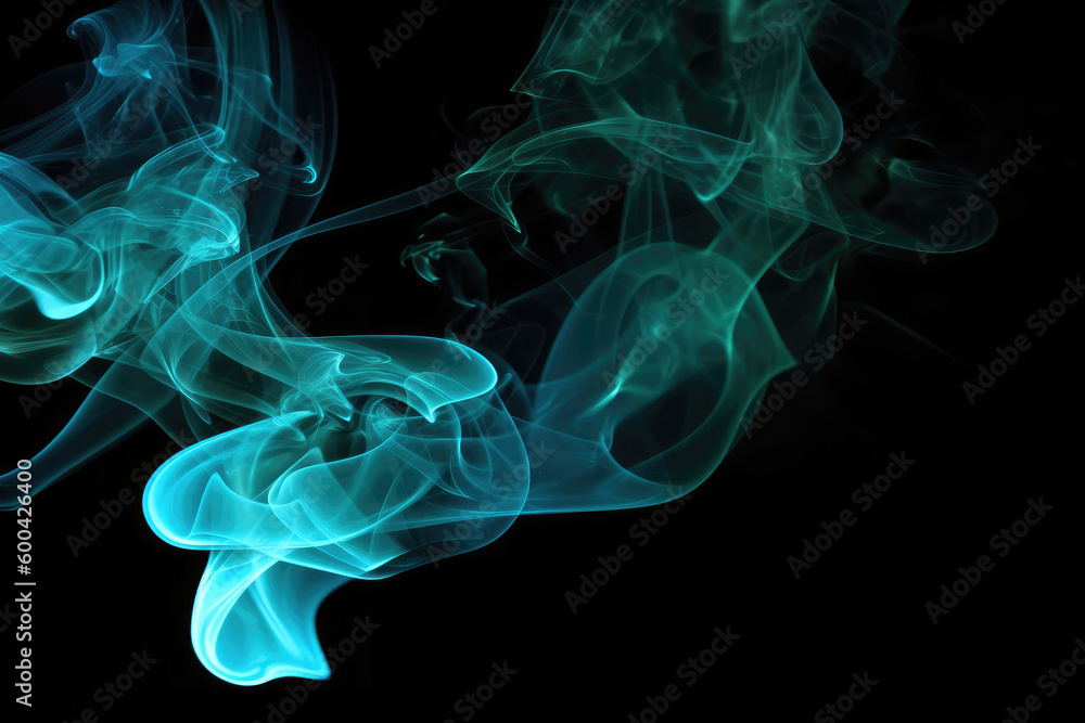 Blue smoke abstract background on black. Generative AI Blue smoke abstract background on black. Generative AI