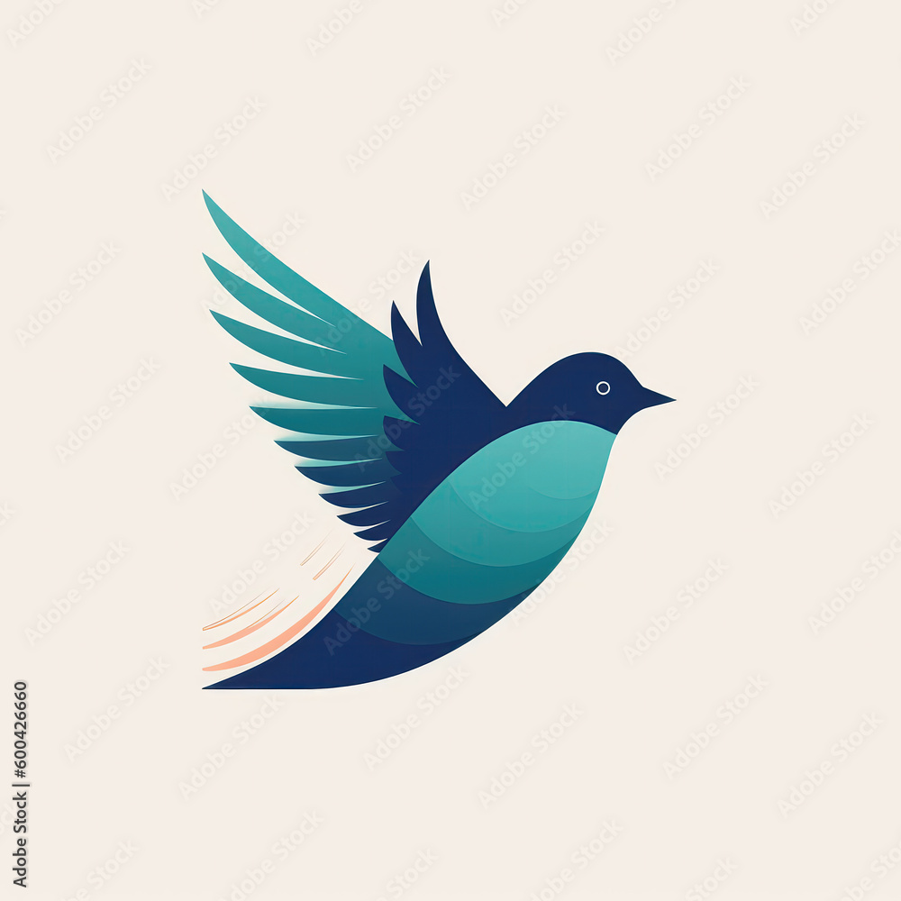 Minimalist Image Of Bird In Flight Logo. Generative AI Minimalist Image Of Bird In Flight Logo. Generative AI