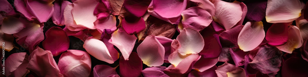 Background Of Delicate Rose Petals, Top View. Generative AI Background Of Delicate Rose Petals, Top View. Generative AI