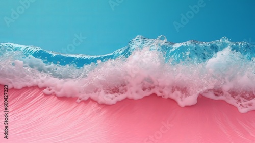 Summer waves, abstract ocean graphics with a mix of blue and pink colors - Generative Ai