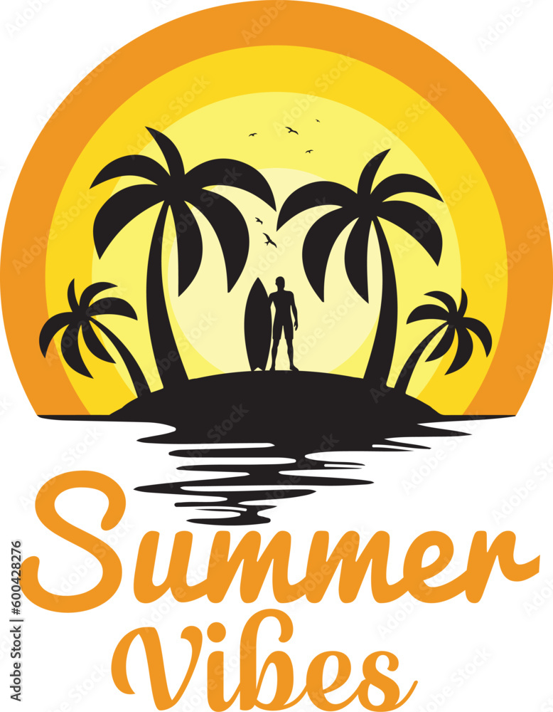 Fototapeta premium Retro Summer T-shirt Design Bundle