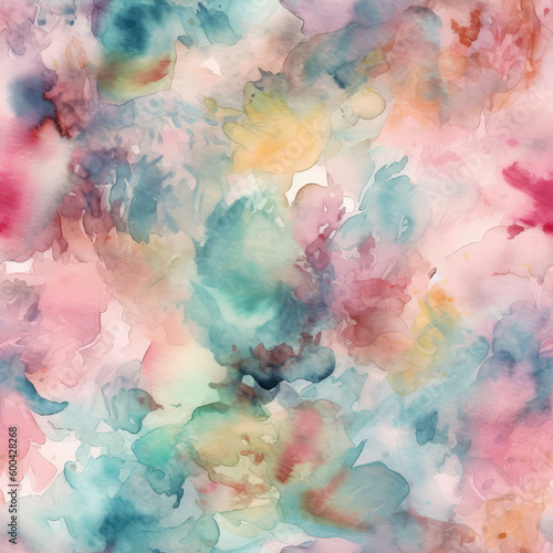 Seamless Background. Soft Pastel Watercolor Texture. Generative AI