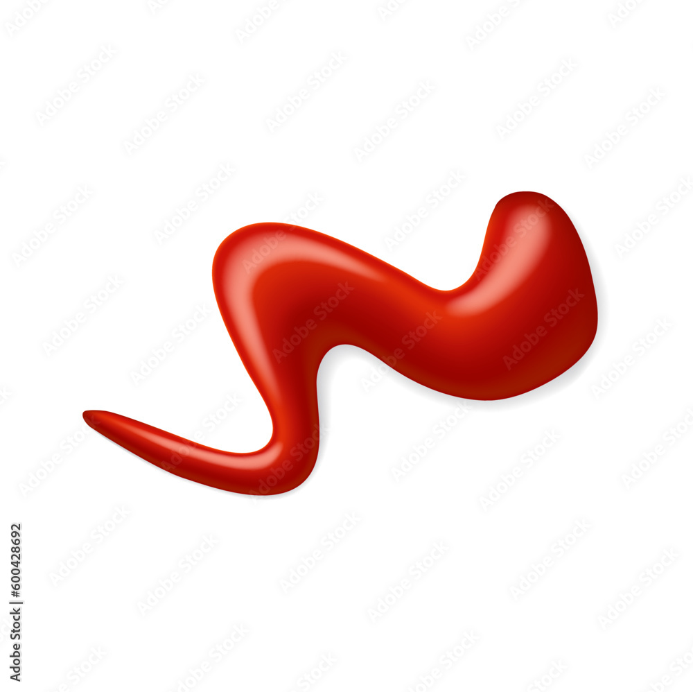 Realistic red ketchup stain of zigzag shape. Isolated 3d vector jam