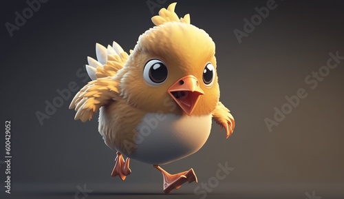 Cute Cartoon Chicken Running. Generative AI.