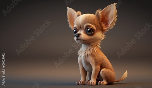 Cute Cartoon Chihuahua Character. Generative AI. © Newton
