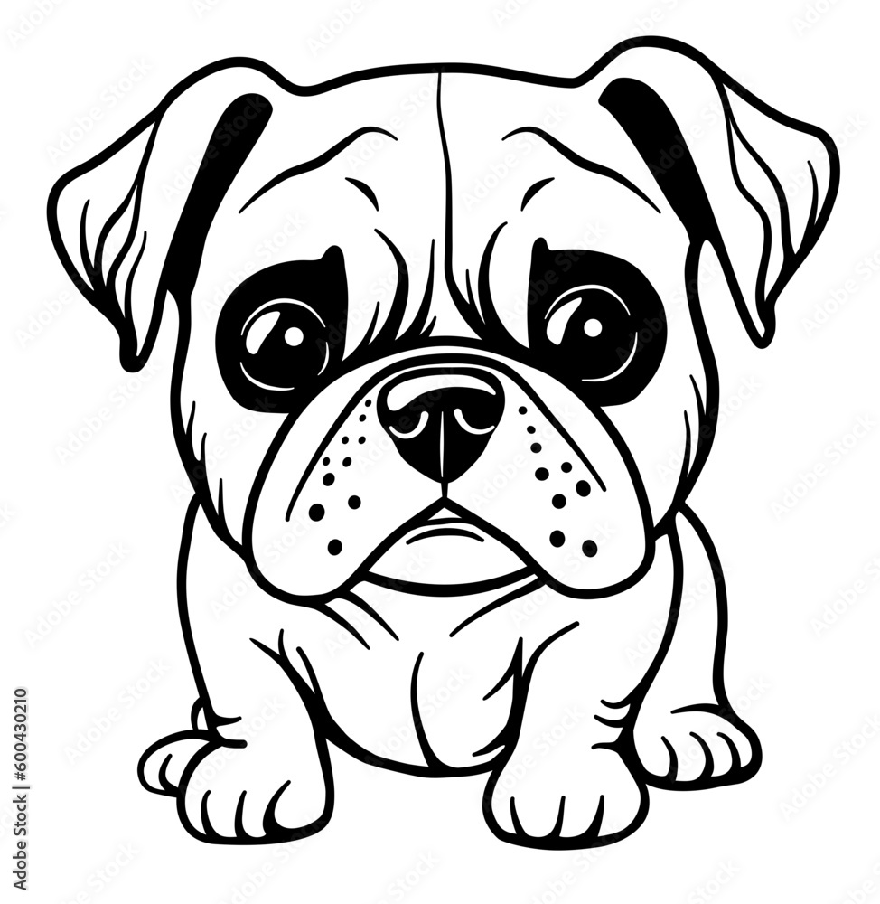 English bulldog puppy in cartoon style. Vector design.