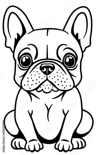 Vector design of a cartoon puppy French Bulldog.