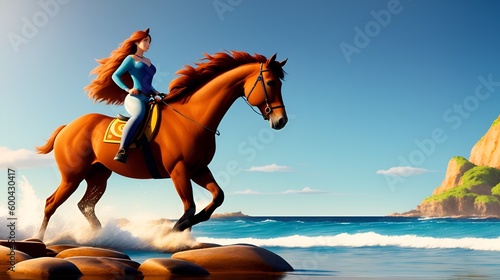 Animation horse on the beach