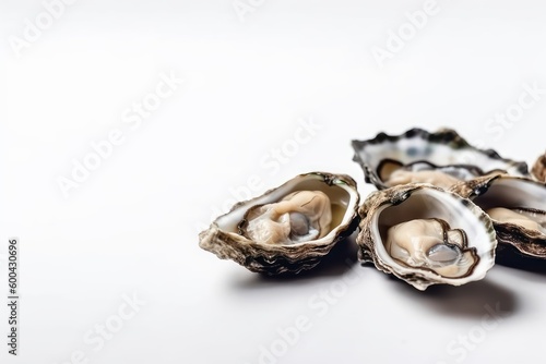 Oysters on the white background. Beautiful illustration picture. Generative AI