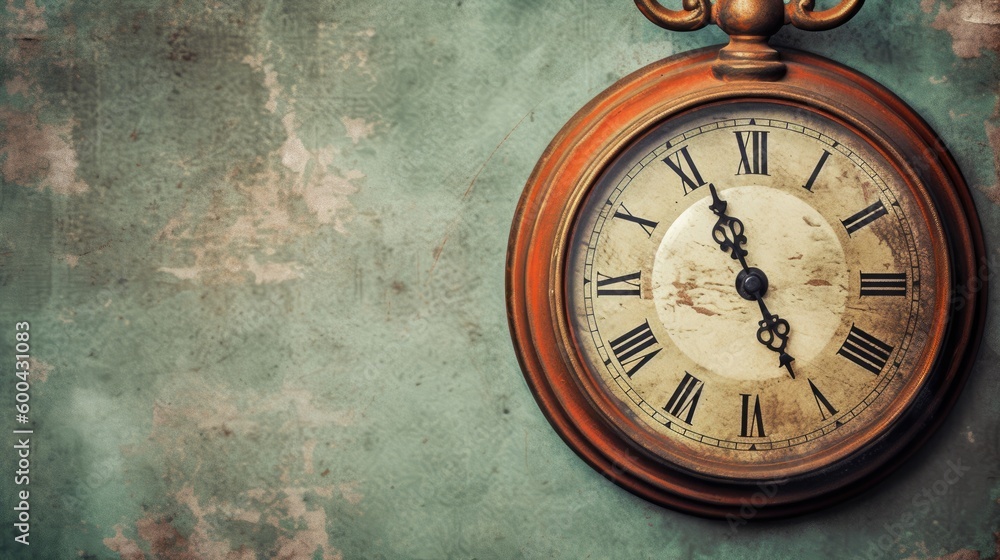custom made wallpaper toronto digitalA vintage clock on textured background. Generative AI