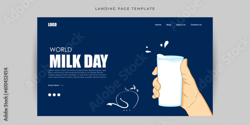 Vector illustration of World Milk Day 1 June Website landing page banner mockup Template