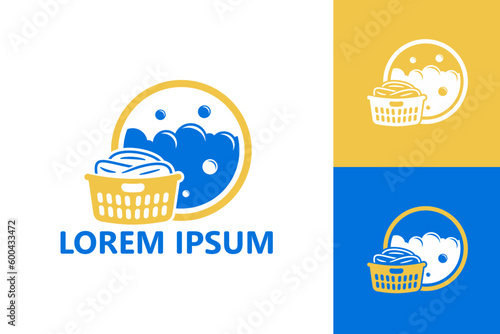Laundry basket logo template design vector