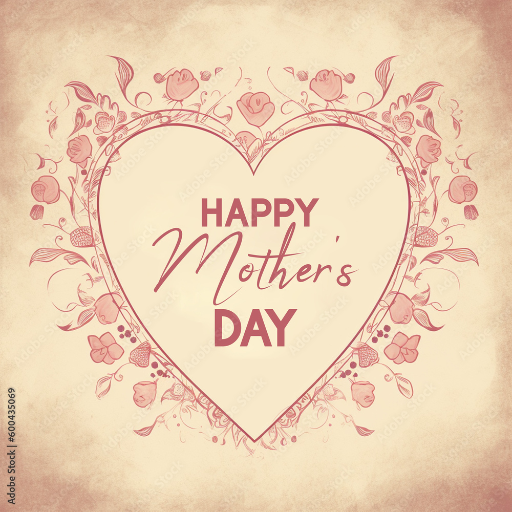 A heart with the words happy mother's day written on it card design, greeting card, wishing card, vintage, old, beautiful heart card A heart with the words happy mother's day written on it card design, greeting card, wishing card, vintage, old, beautiful heart card