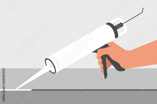 Sealant for sealing holes. Vector illustration